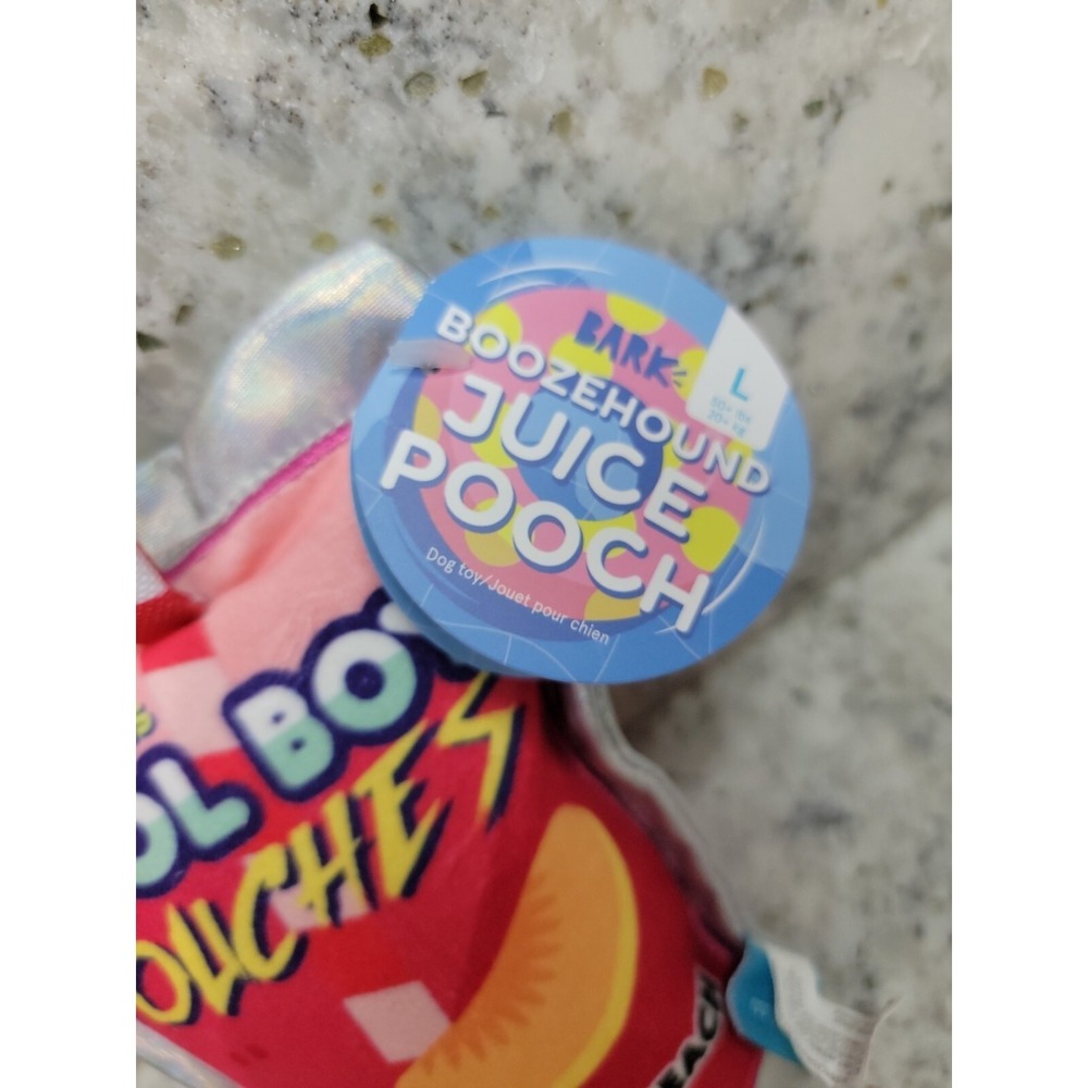 Bark Box Boozehound Juice Pooch Pool Boy Pouches Dog Toy Large Pink Silver NWT - Picture 5 of 9